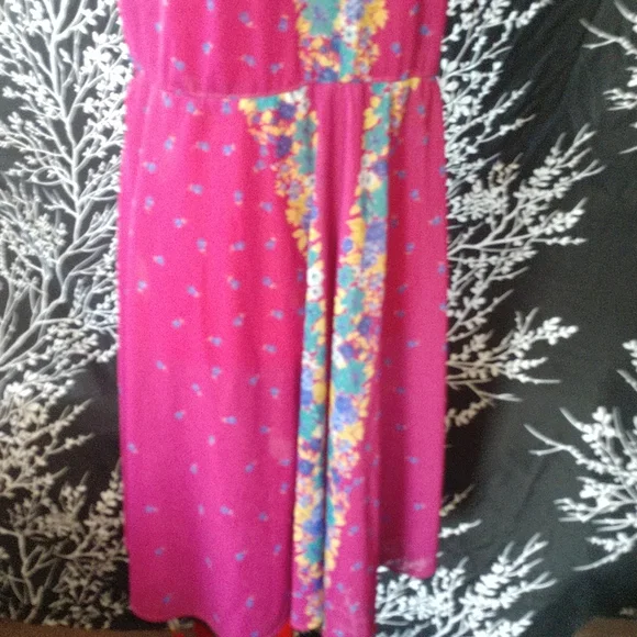 Vintage 70s Topper Brand Magenta Floral Dress - Picture 3 of 5